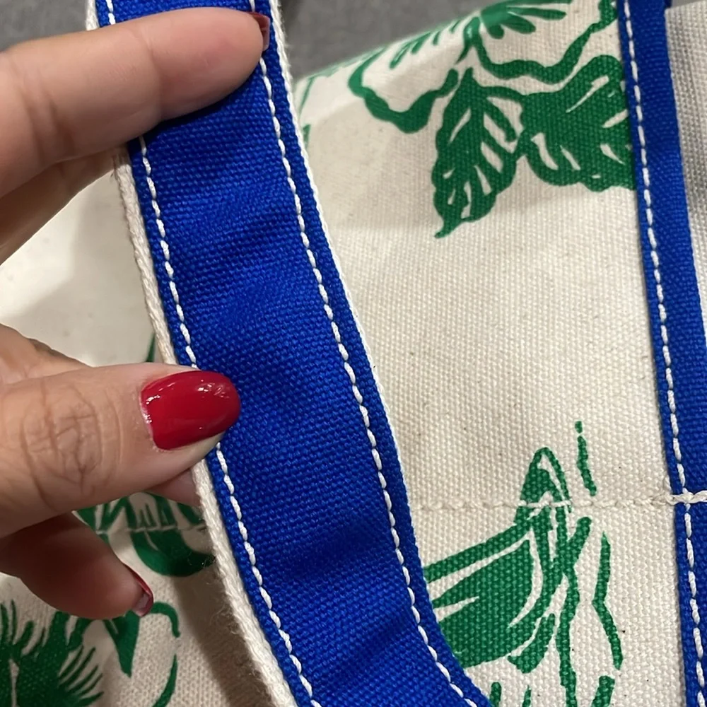 COPY - Lands End Beige Green Blue Tropical 2 wine Bottle Holder Bag